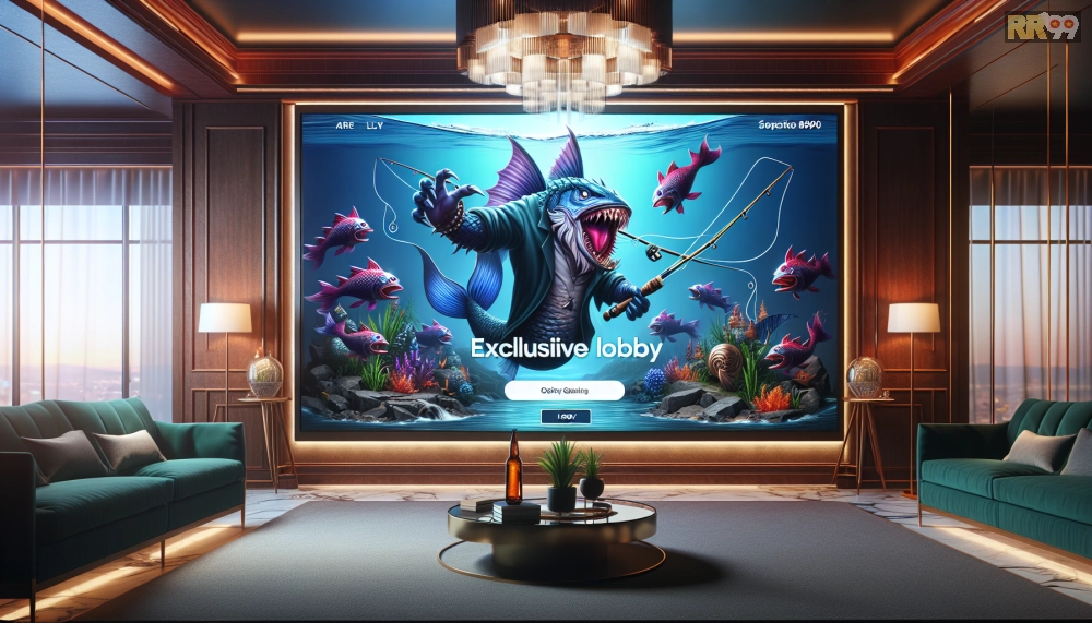 Hình minh họa khái niệm bắn cá online VIP trên nền tảng RR99 với giao diện sảnh chơi độc quyền