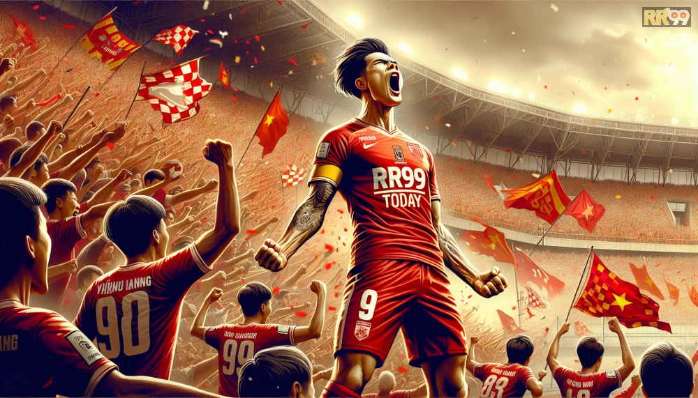 Hình ảnh cầu thủ Hà Nội FC ăn mừng bàn thắng V-League 2025