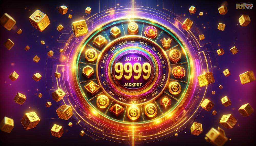 Giao diện chơi Nổ Hũ Thần Tài RR99 với biểu tượng vàng óng